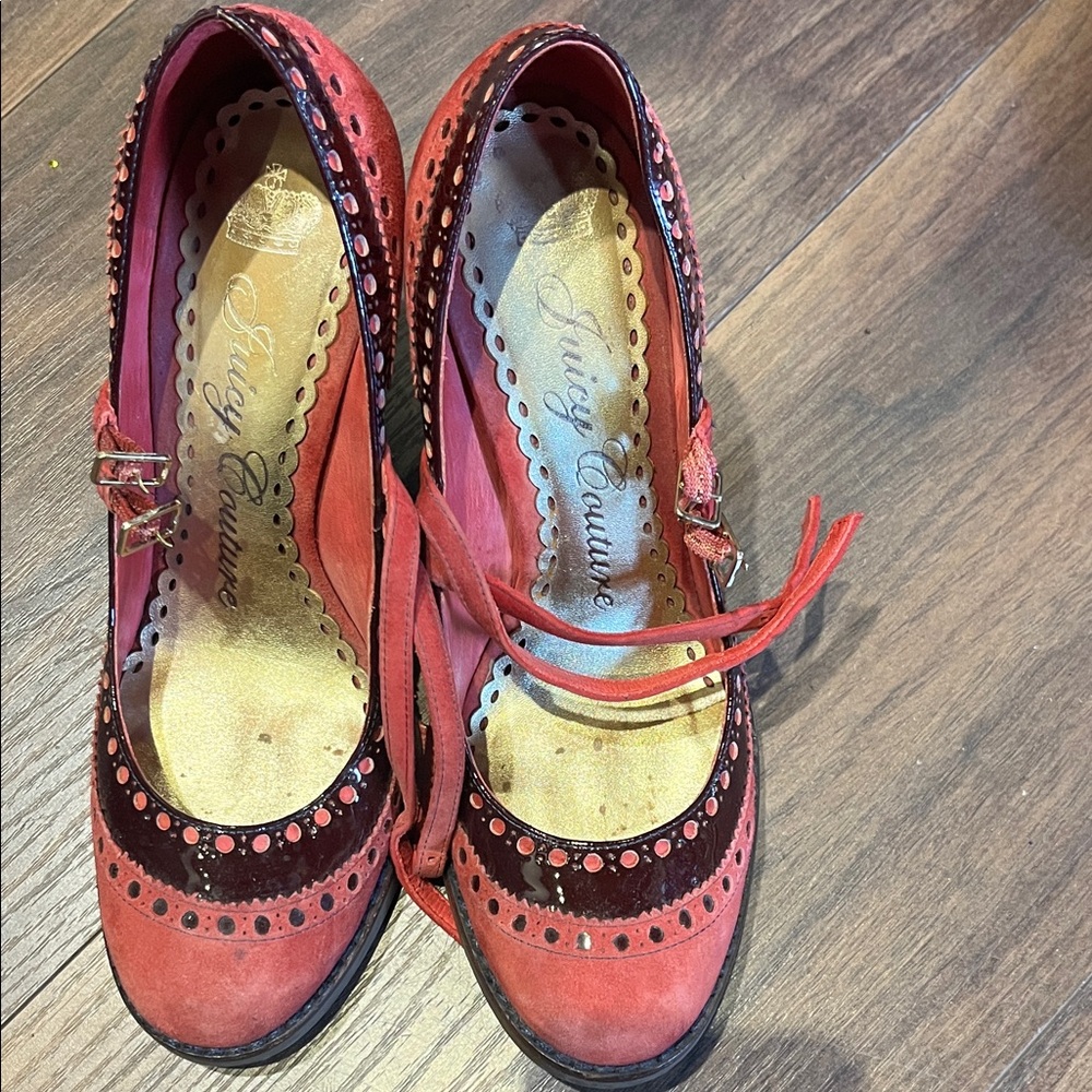 Juicy Couture Red and Brown Heels